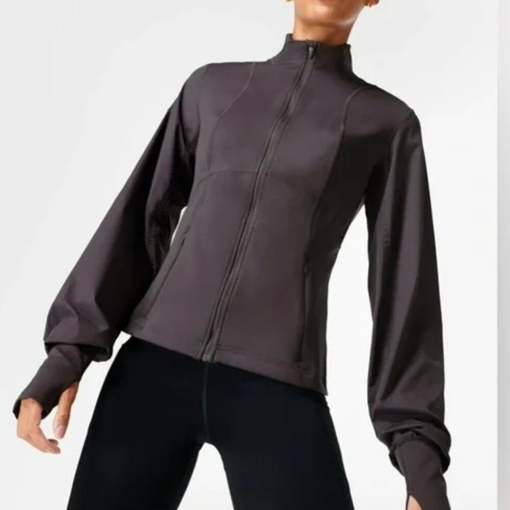 SWEATY BETTY Power Hybrid Workout Athleisure Jacket in Black